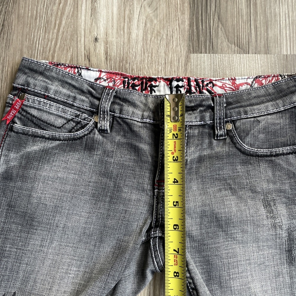 Y2K Pepe Jeans London Women Black Denim Shorts Frayed Hem Red Stitching Size 24 - Picture 9 of 9